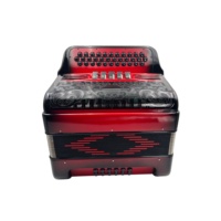 Accordéon OEM JB3412D, 34 boutons, 12 basses, 5 registres, corps rouge et noir, grille noire, boutons noirs, diatonique