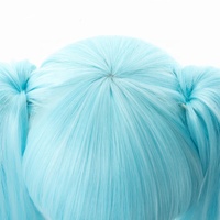Wig Snow Miku 2019 Baru, Wig Cosplay Anime Vocaloid dengan 2 Kuncir, Rambut Panjang Keriting Es 120cm Biru Putih, Wig Renda Prancis Longo
