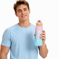 Bouteille amusante anti-fuite en PP, à boire directement, anti-poussière, sans sucre, avec dosettes parfumées, pour la randonnée, le camping et les voyages en extérieur