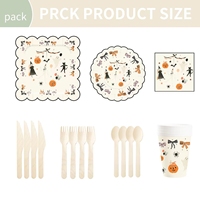 Ensemble de vaisselle en papier personnalisé pour Halloween, thème toile d'araignée, assiettes, gobelets, serviettes, impression de logo OEM pour les marques de fournitures de fête