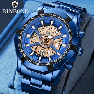 Montres pour hommes BINBOND S033, luxe, design creux, quartz, non mécaniques, étanches 30M, design creux tendance, classiques - Product Image 1