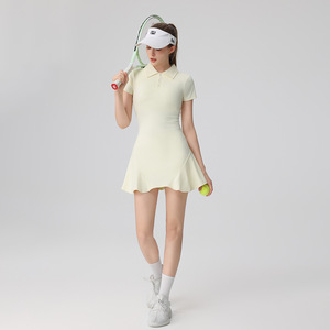 Personalizado al por mayor deportes de verano <span class=keywords><strong>vestido</strong></span> de <span class=keywords><strong>tenis</strong></span> <span class=keywords><strong>Vestido</strong></span> de manga corta para las mujeres <span class=keywords><strong>con</strong></span> almohadilla en el pecho pantalones cortos Delgado cuello polo Golf deporte traje - Product Image 4