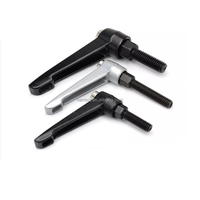 Poignée de serrage réglable en alliage plastique noir avec bouton de verrouillage réglable pour équipement de machine à profilés en aluminium