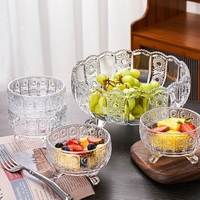 Luxe fijn gesneden fruitschaal, grote glazen serveerschaal, snoephouder voor thuisdecoratie, huwelijkscadeau, snelle verzending