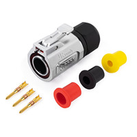 Connecteur d'alimentation étanche industriel IP68 en aluminium JRready CP20 à 4 trous de montage, à bride ronde, 3 pôles, type prise