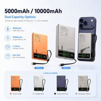 Batterie externe magnétique sans fil 5000mAh 10000mAh, chargeur portable, charge rapide 22.5W, batterie externe avec câble Type-C et support