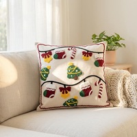 Décorations de Noël sur le thème des fêtes, coussins carrés brodés en polyester pour salon, chambre et canapé, housses de coussin