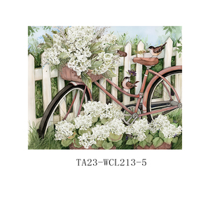 Quadro su tela con bicicletta floreale ad acquerello, stampe di biciclette vintage con ghirlanda per decorazioni d'ingresso - Product Image 6