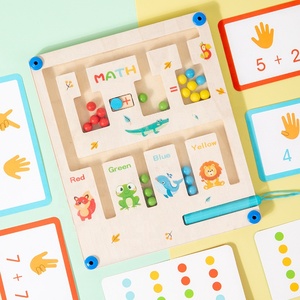 Jouet en bois pour enfants, un abaque magnétique en bois 2-en-1 avec classification des couleurs, un jouet éducatif et un puzzle - Product Image 3