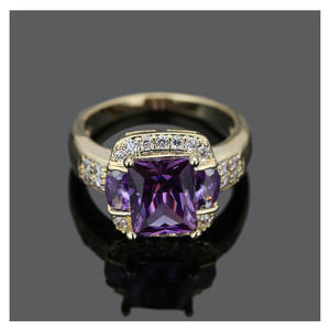 2025 экологически чистый медный фиолетовый квадратный циркон кольцо с персонализированным медным материалом и бриллиантами инкрустированные ювелирные изделия - Product Image 2