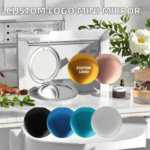 Customizable Logo Personalized Mini Double-Sided Aluminum Metal Folding Pocket <b>Makeup</b> Compact <b>Mirror</b> <b>Lighted</b> Purse Custom Color - Product Image 2