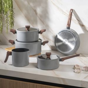 Offre Spéciale : Ensemble de 8 Ustensiles de Cuisine en Céramique Antiadhésifs avec Poignées en Bakélite et Couvercles en Verre Silicone Doux au Toucher - Product Image 3