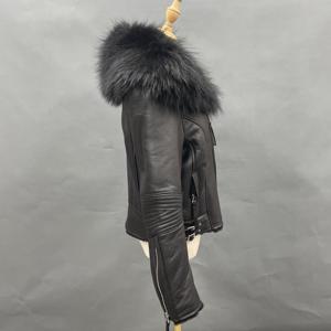 <span class=keywords><strong>Blouson</strong></span> Double Face noir en cuir véritable pour <span class=keywords><strong>femme</strong></span>, Design de qualité supérieure, en peau de <span class=keywords><strong>mouton</strong></span>, <span class=keywords><strong>aviateur</strong></span>, vente en gros, - Product Image 2