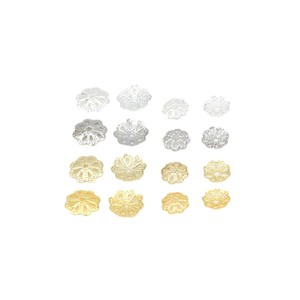 Flower Shape Hollow Bead Caps For <b>Bracelet</b> Making <b>Copper</b> Plated Gold And Silver 8 Petal DIY Jewelry Findings - Product Image 5