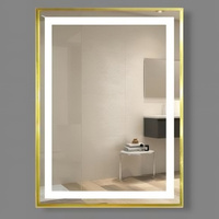 Espejo LED Inteligente Rectangular Moderno de Aluminio con Desempañador, Clasificación IP54, Interruptor Táctil Iluminado para Baño, Dormitorio, Hotel, Salón