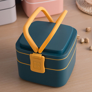 Boîte à lunch portable à double couche avec couvercle, boîte à lunch pour les employés de bureau, boîte à lunch pour les repas de fitness, peut être chauffée au micro-ondes - Product Image 3