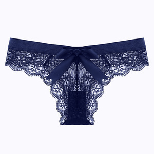 Culotte en dentelle Culotte féminine taille basse sans couture grande taille pour femme Culotte girly respirante avec nœud - Product Image 5