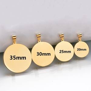 Olivia liontin tag kosong geometris kustom Logo terukir baja tahan karat DIY liontin cakram bulat personalisasi untuk Kalung - Product Image 1