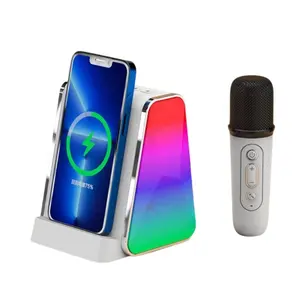 2024 New Arrival Smart Gadgets Portable Speaker Night Light with wireless charger with Karaoke MIC