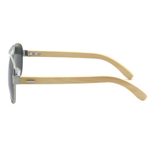 Солнцезащитные очки унисекс с легкой металлической оправой и деревянными дужками, защита от УФ-излучения UV400, модные, с двойной перемычкой, для активного отдыха и вождения - Product Image 3