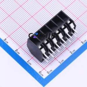 JL212S-50006B01 Spring Terminal Block Through hole Component (THT),P=5mm Connector 1x6P 5mm Black Through Hole - Product Image 2