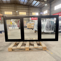 Ventanas Combinadas de Aluminio con Rotura de Puente Térmico, Suministro de Fábrica, Recubrimiento en Polvo Negro, Ventana Abatible Lateral y Ventana Central Fija de Guillotina Superior