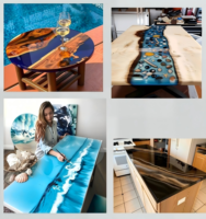 Résine époxy transparente pour table rivière, rapport de mélange 2:1, résistante aux UV, pour projets de coulage épais