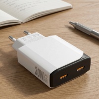 Chargeur HNT avec prise EU ultra-mince 30W 20W PD double port Type C, chargeur rapide PD avec logo OEM gravé pour iPhone 16/15/14/13