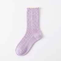 Chaussettes d'été personnalisées pour femmes avec bordure à volants, en tricot ajouré, légères et anti-humidité, pour un usage quotidien décontracté