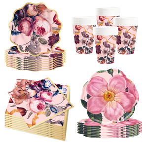 Vajilla Desechable Estilo Fiesta en el Jardín DAMAI, Juego de Platos, Vasos y Servilletas de Papel Rosa para Decoración de Fiestas de Cumpleaños de Niñas - Product Image 5