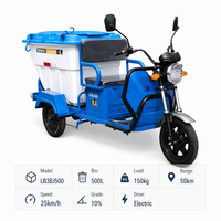 Tricycle de transport de déchets en métal durable à trois roues, semi-fermé, autonomie de 50 km, capacité de 300 lb pour l'entretien routier