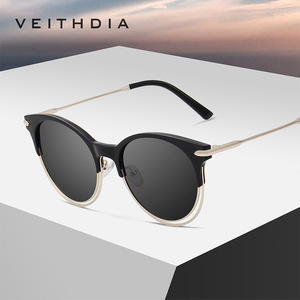 Veithdia Women's Round Polarized Sunglasses UV400 Blue Mirror Lens TR90 <b>Frame</b> Cat Eye Style 3029 - Product Image 2