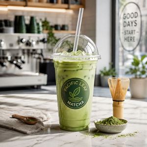 Gobelets en plastique PET jetables de 12, 16, 20 et 24 oz avec couvercles, logo personnalisé Matcha, gobelets pour boissons froides pour cafés, bars à jus et salons de thé - Product Image 1