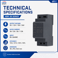 Catu Daya DIN Rail 24V 36W Catu Daya Switching Industri 85-264VAC Input AC Universal untuk Kabinet Kontrol