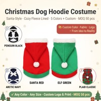 Costume de Noël pour chien : Sweat à capuche en polyester avec bordure en fausse fourrure, polaire douillet style Père Noël pour petits et moyens chiens – Idéal pour les fêtes d'hiver et les séances photo