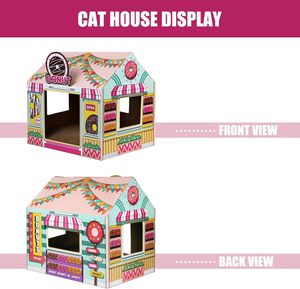 Casetta per Gatti in Cartone con Tiragraffi, Negozio di Ciambelle per Interni/Esterni, Tiragraffi e Decorazione per <span class=keywords><strong>la</strong></span> Casa, Nascondiglio per Piccoli Animali - Product Image 3