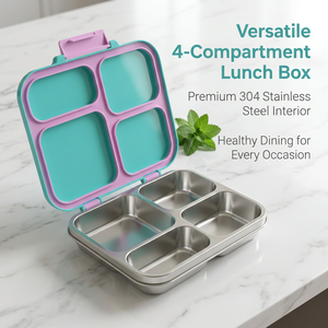 AOHEA Custom Unique Food Container Sandwich Microwave Leak Proof <b>Tiffin</b> 304 Stainless Steel Loncheras Kids Bento Lunch <b>Boxes</b> - Product Image 1