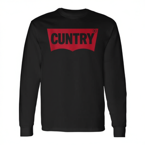 Camiseta de Manga Larga Estilo Country con Logotipo Rojo y Negro, Atuendo Vaquero Occidental - Product Image 2
