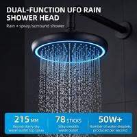 Système de douche mural thermostatique avec pommeau de pluie, douchette à main, affichage numérique et lumière ambiante pour salle de bain domestique