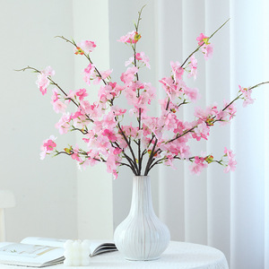 Lively Peach Blossoms Artificial Cherry Blossom <b>Branches</b> Plastic Silk Flowers High Simulation Wedding Home Decor - Product Image 1