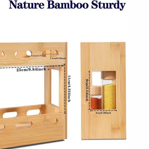 Bamboo Storage Rack 2 Tier <b>Desktop</b> Kitchen Spice Organizer Natural Wood Color Rectangular <b>Shelf</b> - Product Image 4