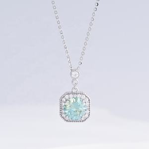 Precio de fábrica, collar de plata 925 para mamá, minimalista, para boda, estilo coreano, elegante, para mujer, con colgante de circonita verde en forma de corazón, para verano. - Product Image 2