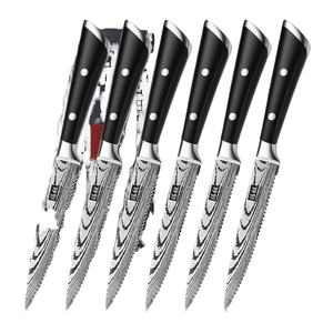 Ensemble de 6 couteaux à steak <span class=keywords><strong>SHAN</strong></span> <span class=keywords><strong>ZU</strong></span> Classic en acier inoxydable à haute teneur en carbone de 5 pouces, dentelés et écologiques - Product Image 1