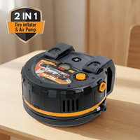 Compresseur d'air portable 12V polyvalent pour extérieur, avec manomètre numérique ABS, haute capacité, rechargeable, pour gonflage de pneus de voiture
