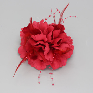 Vente en gros de pinces <span class=keywords><strong>à</strong></span> cheveux hawaïennes pour décoration de vacances <span class=keywords><strong>à</strong></span> la plage, fleur de pivoine, accessoires pour cheveux avec plumes - Product Image 4