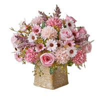 Buket Mawar Ungu Eropa 7 Tangkai Bunga Hydrangea Daisy Buatan Sutra Realistis untuk Hari Valentine Wisuda