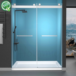 Porte de douche semi-cadre en nickel brossé, verre nano facile à nettoyer, cadre en aluminium premium, robuste - Product Image 1