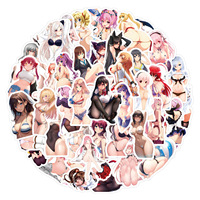 6 designs, 50 pièces/sac, autocollants imperméables de filles sexy en bikini, autocollants amovibles pour voitures, décoration de planches à roulettes