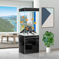 Aquarium mural carré HD de haute qualité pour poissons rouges, idéal pour salon et usage domestique, avec filtre arrière écologique, design sur pied