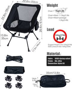 Sillas Plegables de Aluminio Ligeras y Portátiles, Sillas de Playa para Camping con Bolsillos para Senderismo - Product Image 3